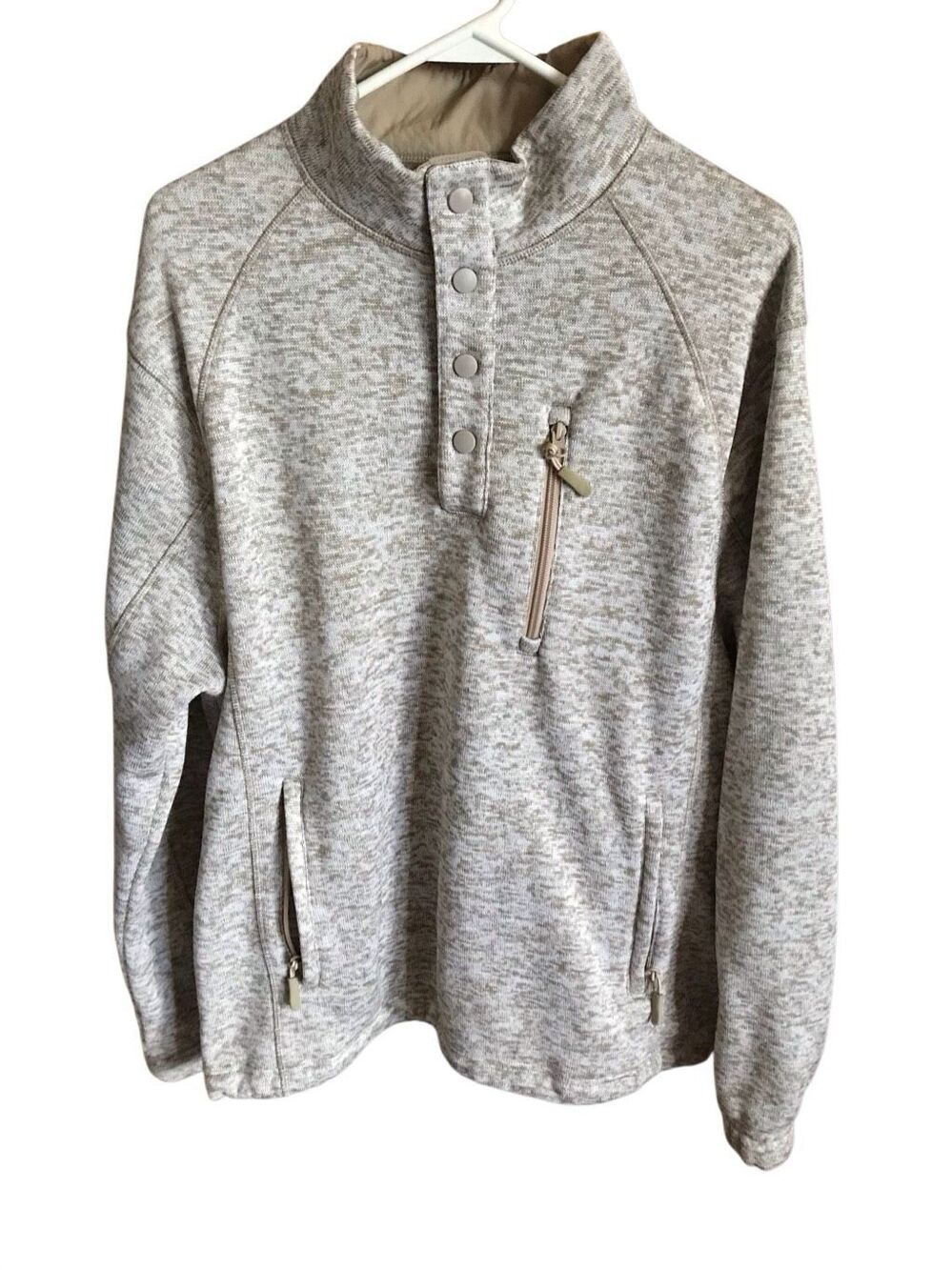 Ocean & Coast mens pullover 1/4 snap sweatshirt golf Size Large beige snap